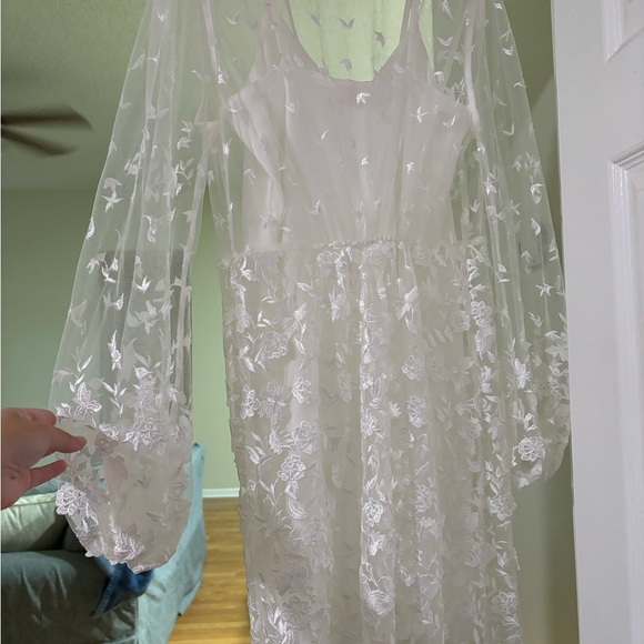 Le Rose Maya Lace Robe and Slip Dress S/M - Picture 3 of 6